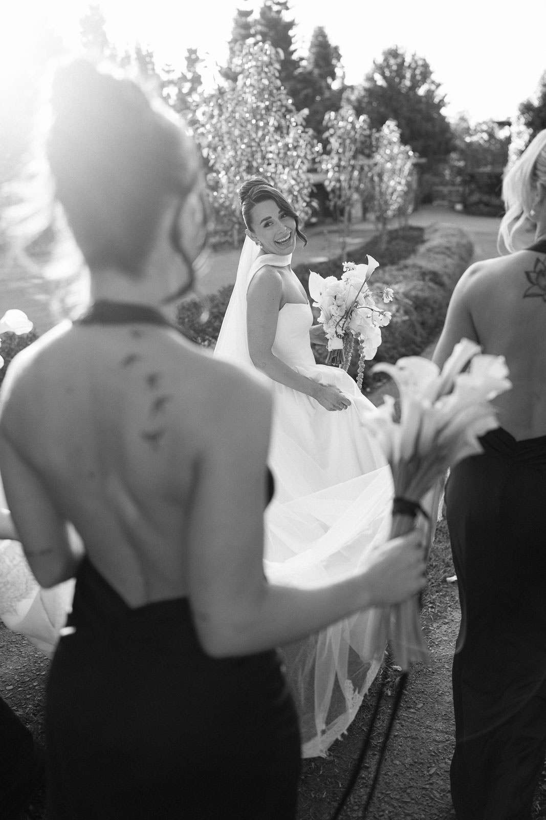 Bride interacting during a candid wedding moment