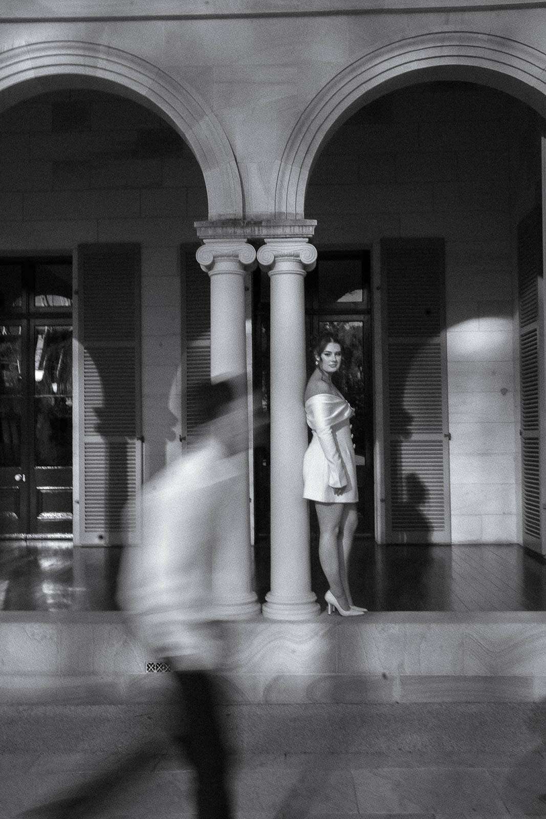 A motion blue portrait of a couple in the city