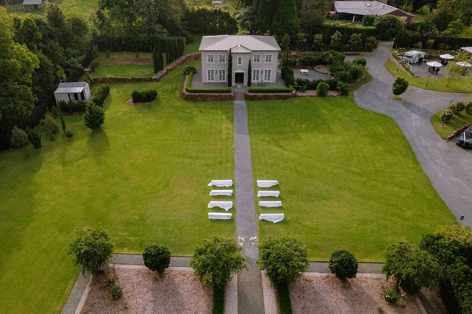 drone photo of a gold coast wedding venue Wynmere Estate