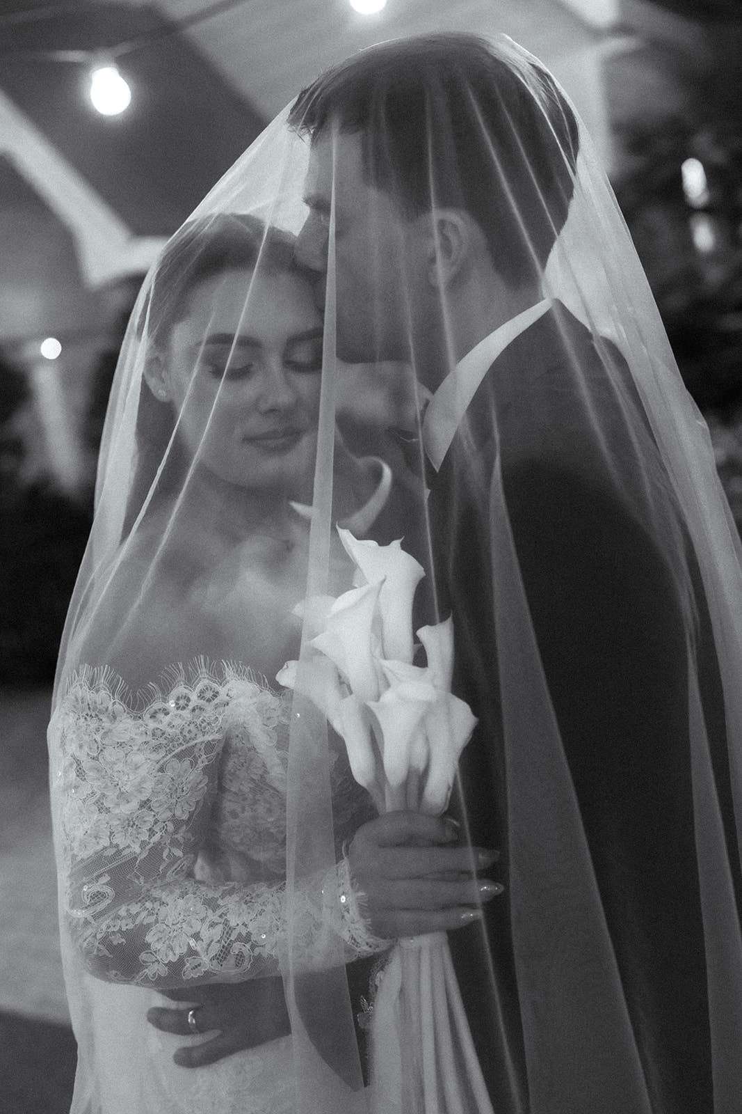 editorial wedding portrait with veil over bride at braeside estate