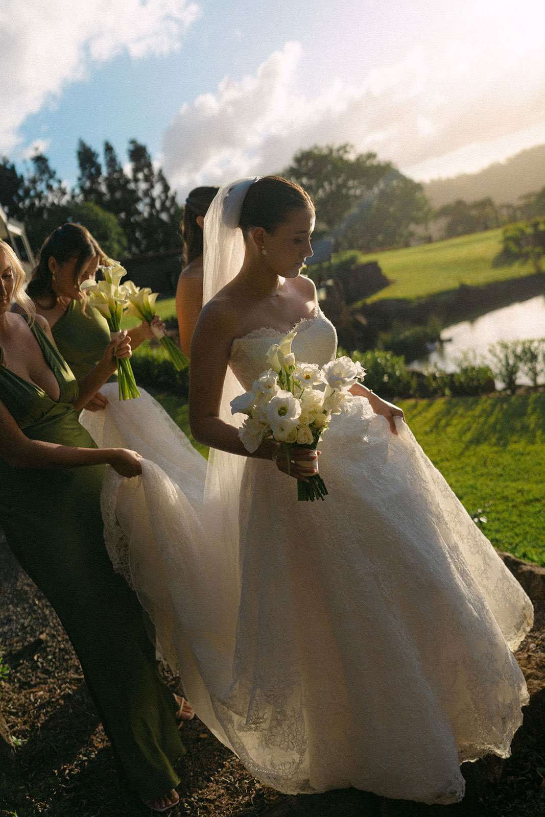 editorial wedding photography of bride and bridesmaids